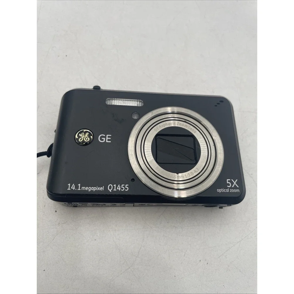 GE Q1455 14.1MP Digital Camera Black 5x Zoom + New Battery + SD Card-TESTED
